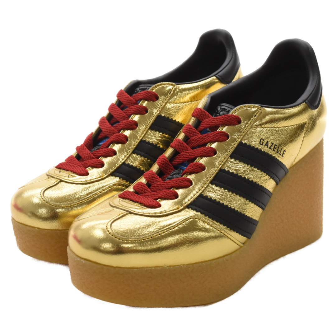 Gucci(グッチ)のGUCCI グッチ ×adidas wedge Gazelle 725628 アディダス ガゼル パテントレザー プラットフォームスニーカー  厚底 ゴールド レディース レディースの靴/シューズ(スニーカー)の商品写真