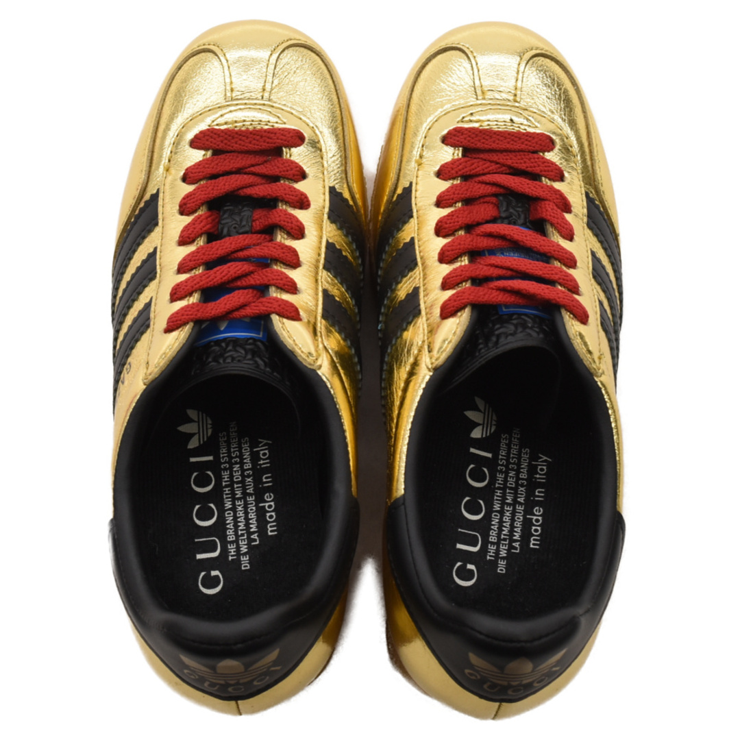 Gucci(グッチ)のGUCCI グッチ ×adidas wedge Gazelle 725628 アディダス ガゼル パテントレザー プラットフォームスニーカー  厚底 ゴールド レディース レディースの靴/シューズ(スニーカー)の商品写真