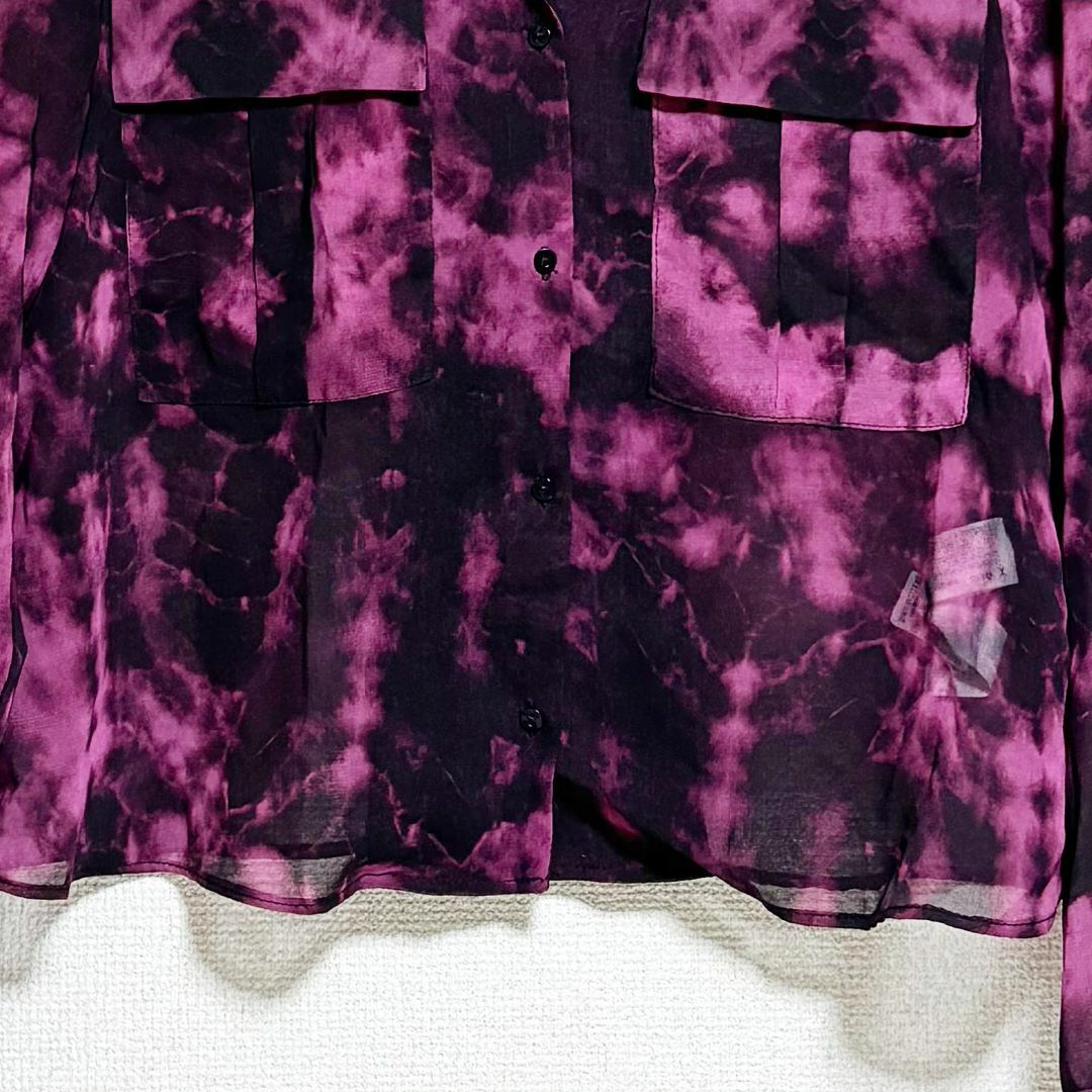 ZARA(ザラ)のZARA　ザラ ブラウス　シャツ　シアー　パープル　紫　羽織り　透け感　長袖 レディースのトップス(シャツ/ブラウス(長袖/七分))の商品写真