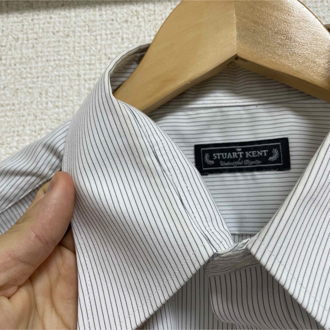 青山(アオヤマ)の洋服の青山　ワイシャツ　長袖　白　ストライプ メンズのトップス(シャツ)の商品写真