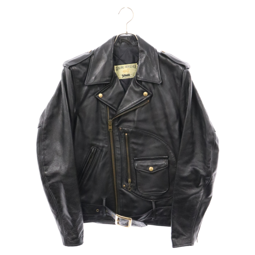 schott(ショット)のSCHOTT ショット GENUINE HORSEHIDE ホースハイド ダブルライダースジャケット レザージャケット ブラック メンズのジャケット/アウター(ライダースジャケット)の商品写真