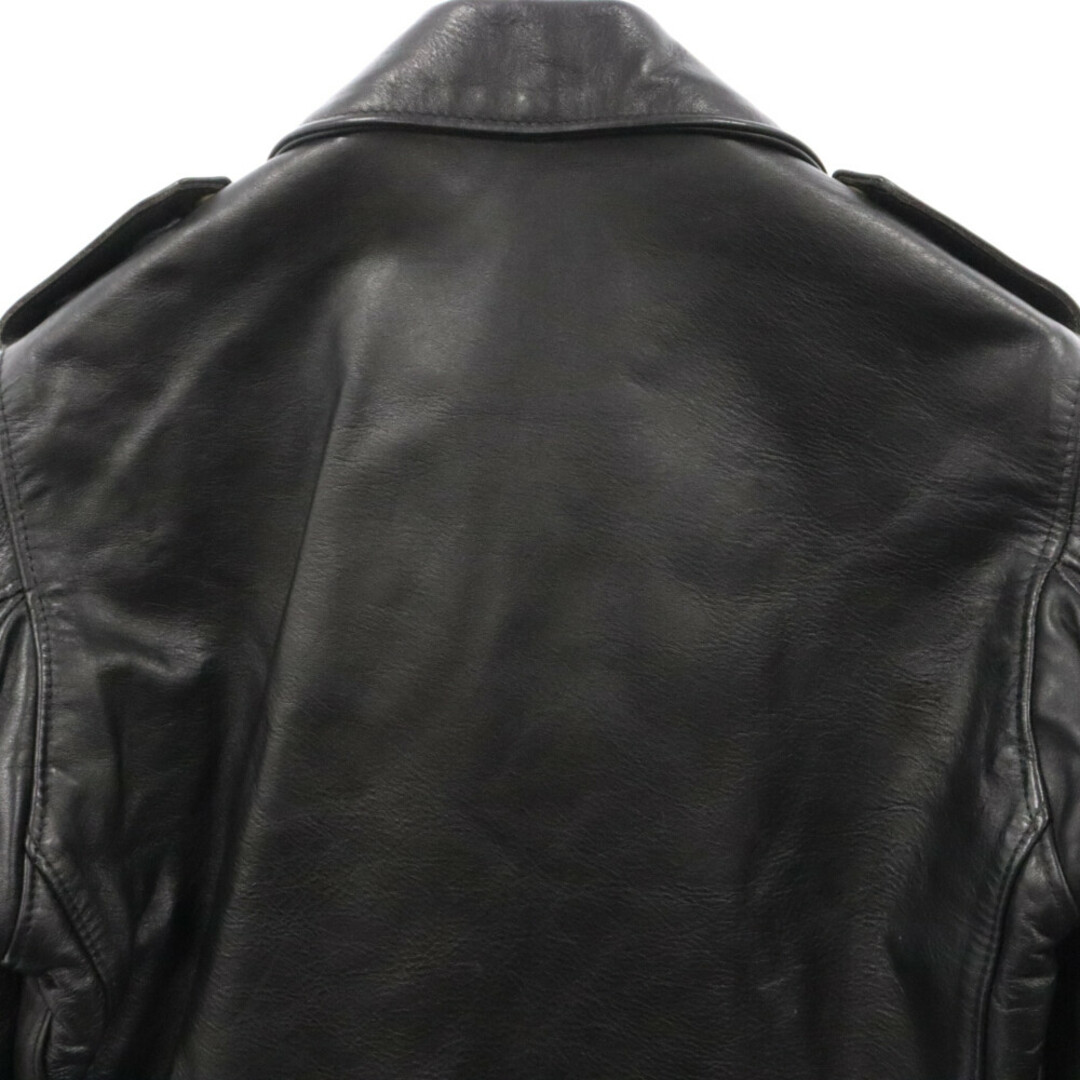 schott(ショット)のSCHOTT ショット GENUINE HORSEHIDE ホースハイド ダブルライダースジャケット レザージャケット ブラック メンズのジャケット/アウター(ライダースジャケット)の商品写真