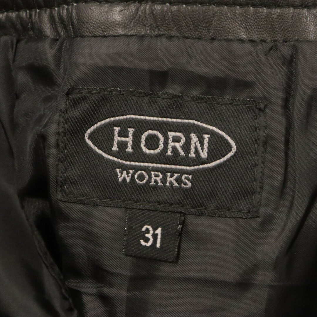 HORN WORKS ホーンワークス 牛革 ブーツカット レザーパンツ ブラック メンズのパンツ(その他)の商品写真