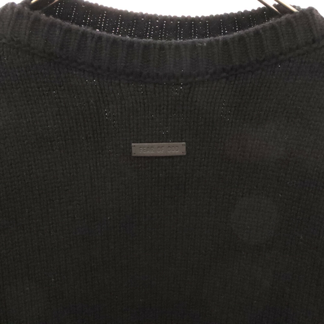 FEAR OF GOD(フィアオブゴッド)のFEAR OF GOD フィアオブゴッド Overlap Sweater オーバーラップセーター バックロゴ ニットセーター FG20-012 WSK ブラック メンズのトップス(ニット/セーター)の商品写真