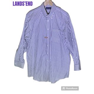 ランズエンド(LANDS’END)の【LANDS'END】長袖ボタンダウンシャツ　クリーニング済　ストライプ(シャツ)