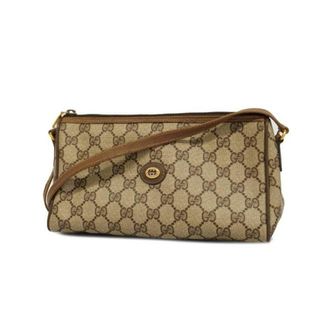 グッチ(Gucci)の【4hd4674】グッチ ショルダーバッグ/GGスプリーム/89 02 086/PVC/レザー/ブラウン/ベージュ/ゴールド金具 【中古】 レディース(ショルダーバッグ)