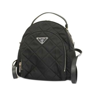 プラダ(PRADA)の【4hd4676】プラダ リュックサック/ナイロン/ブラック/シルバー金具 【中古】 レディース(リュック/バックパック)