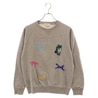 メゾンキツネ(MAISON KITSUNE')のMAISON KITSUNE メゾンキツネ フロントロゴ刺繍 クルーネックスウェット トレーナー グレー KMM-7402-A(スウェット)