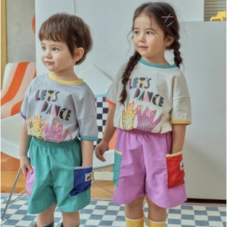 子供服 韓国子供服 カラフル 半ズボン 男の子 女の子(パンツ/スパッツ)