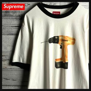 シュプリーム(Supreme)の【希少デザイン】シュプリーム☆センターロゴ入りリンガー半袖Tシャツ 電動ドリル(Tシャツ/カットソー(半袖/袖なし))