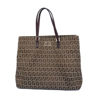 フェンディ(FENDI)の【4hd4834】フェンディ トートバッグ/ズッキーノ/キャンバス/カーキ/ブラウン/ゴールド金具 【中古】 レディース(トートバッグ)