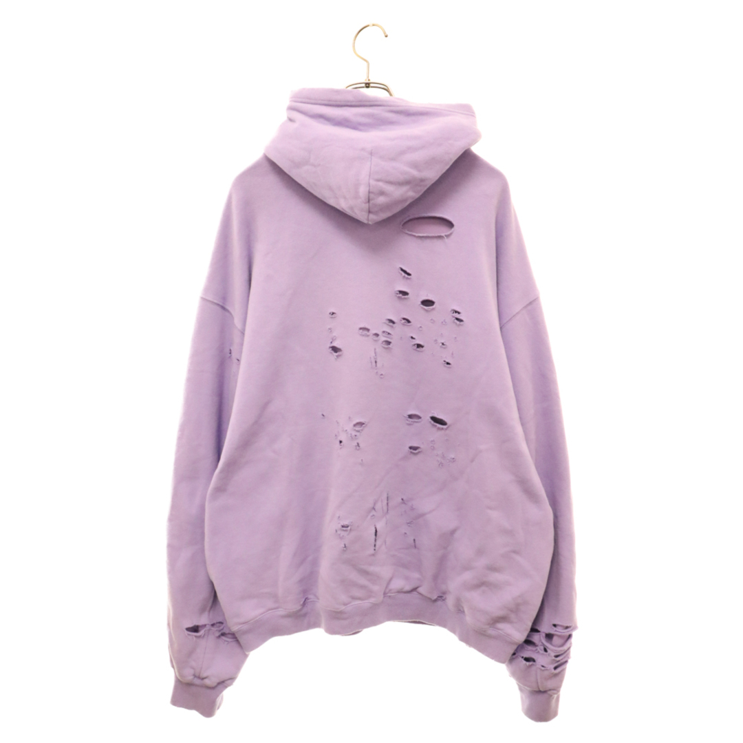 Balenciaga(バレンシアガ)のBALENCIAGA バレンシアガ 21SS Caps Destroyed Hoodie キャップス デストロイド フーディ プルオーバースウェットパーカー ダメージ加工 パープル 659403 TKVB6 メンズのトップス(パーカー)の商品写真