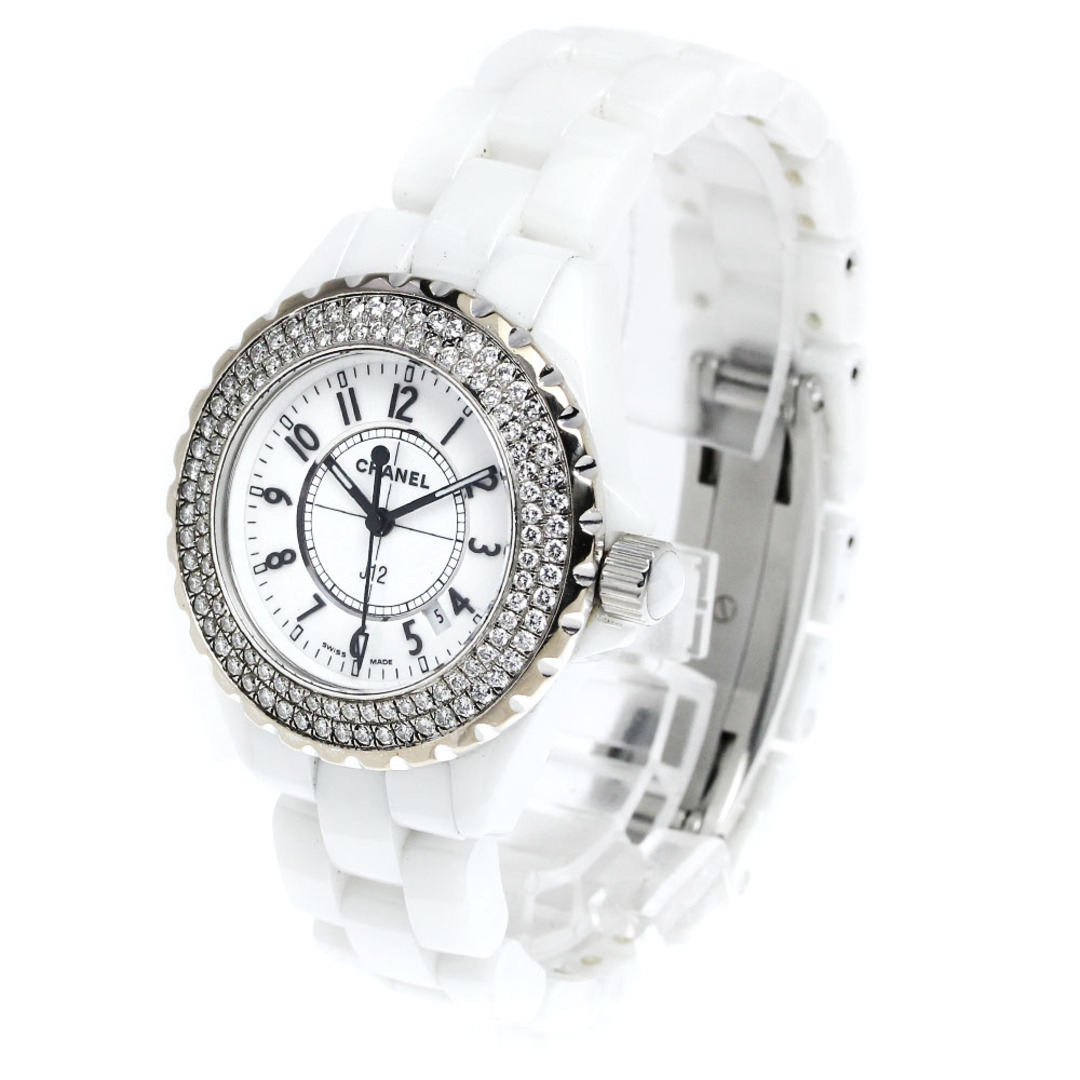 CHANEL(シャネル)のシャネル CHANEL H0967 J12 ダイヤベゼル 白セラミック デイト クォーツ レディース _813356 レディースのファッション小物(腕時計)の商品写真