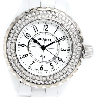 シャネル(CHANEL)のシャネル CHANEL H0967 J12 ダイヤベゼル 白セラミック デイト クォーツ レディース _813356(腕時計)