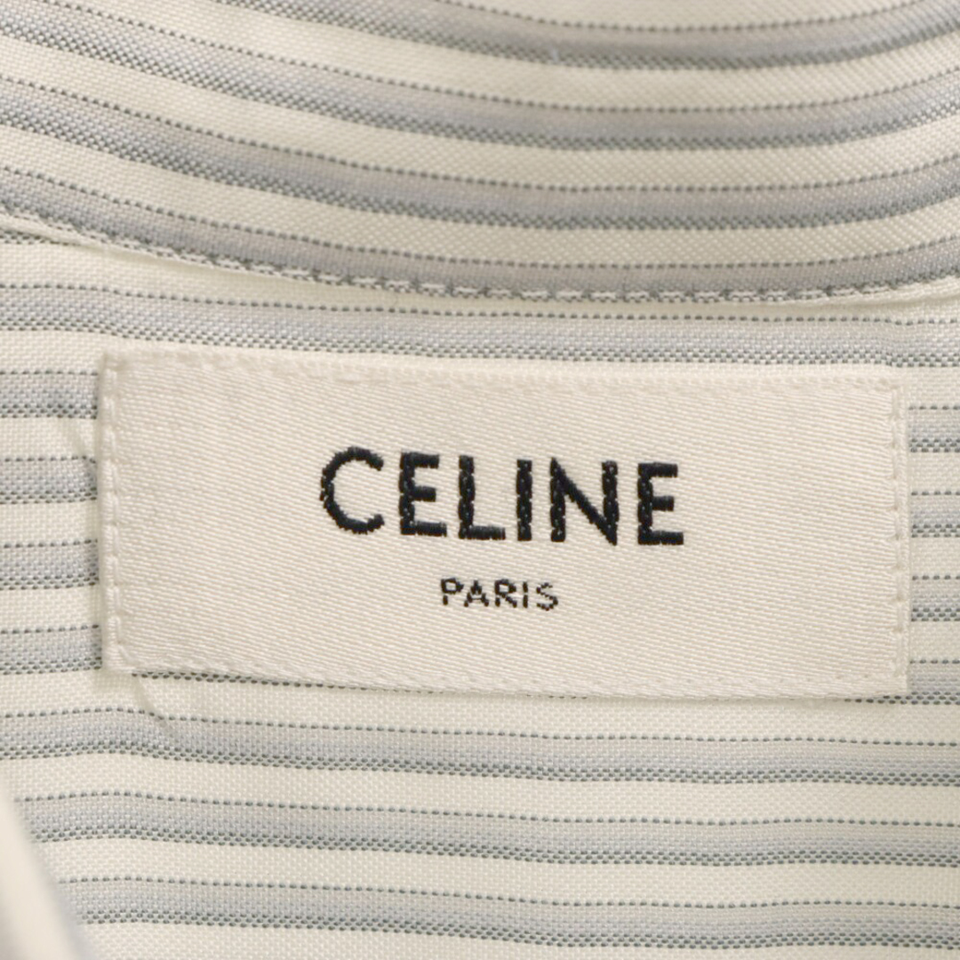 celine(セリーヌ)のCELINE セリーヌ 24SS トリオンフ刺繍 カーナビー ストライプ ルーズシャツ グレー/ホワイト 2C86A485S メンズのトップス(シャツ)の商品写真