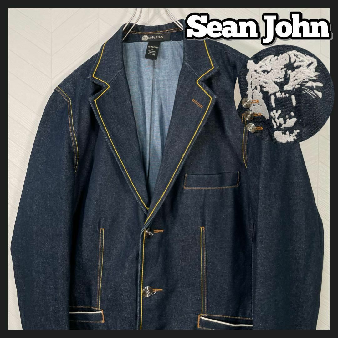 Sean John(ショーンジョン)の超激レア ショーンジョン デニム ジャケット テーラード カバーオール 刺繍 虎 メンズのジャケット/アウター(Gジャン/デニムジャケット)の商品写真