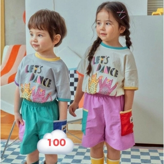 子供服 韓国子供服 ピンク 半ズボン カラフル 男の子 女の子(パンツ/スパッツ)