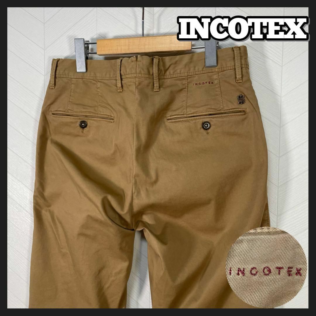 INCOTEX(インコテックス)の美品 INCOTEX パンツ チノパン スラックス 刺繍ロゴ レギュラーフィット メンズのパンツ(チノパン)の商品写真
