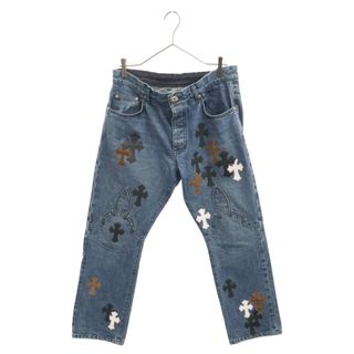 CHROME HEARTS クロムハーツ JEAN SL FLEURKNEE クロスパッチ付きフレアニーステッチデニムパンツ 34INCH