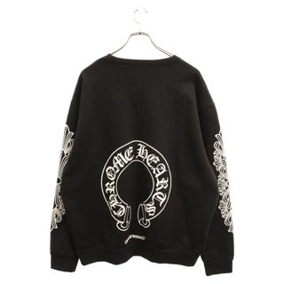 クロムハーツ(Chrome Hearts)のCHROME HEARTS クロムハーツ SWTSHRT PLVR 袖フローラル クロスホースシューバックプリント 長袖スウェット トレーナー ブラック(スウェット)