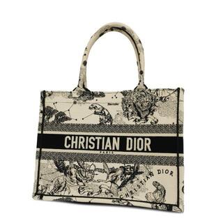 Dior - 【4hd4919】クリスチャンディオール トートバッグ/ブックトート/キャンバス/ブラック/ホワイト 【中古】 レディース