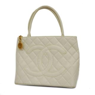 シャネル(CHANEL)の【4hd4912】シャネル トートバッグ/復刻トート/キャビアスキン/ホワイト/ゴールド金具 【中古】レディース(トートバッグ)