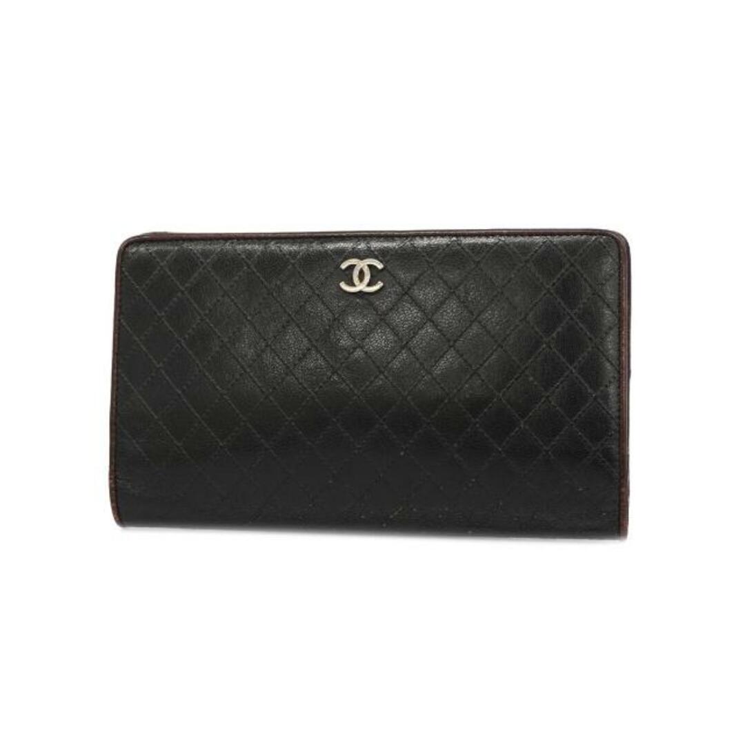 CHANEL(シャネル)の【4hd4913】シャネル 長財布/ビコローレ/レザー/ブラック/シルバー金具 【中古】 レディース レディースのファッション小物(財布)の商品写真