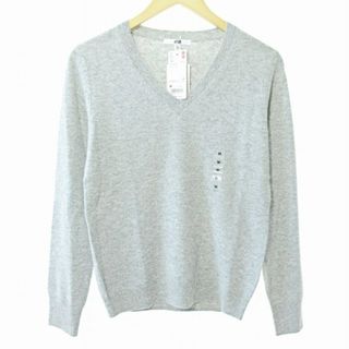 ユニクロ(UNIQLO)のユニクロ タグ付き カシミア Vネック セーター ニット 長袖 グレー M(ニット/セーター)