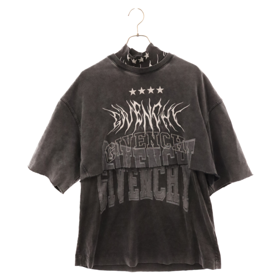 GIVENCHY(ジバンシィ)のGIVENCHY ジバンシィ 22AW オーバーラップエフェクト刺繍レイヤードTシャツ ブラック/グレー BM71FE3Y8T メンズのトップス(Tシャツ/カットソー(半袖/袖なし))の商品写真