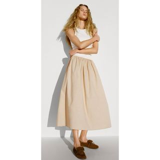 ザラ(ZARA)の今期今季新品ZARA コントラストロングワンピースM ドッキング(ロングワンピース/マキシワンピース)