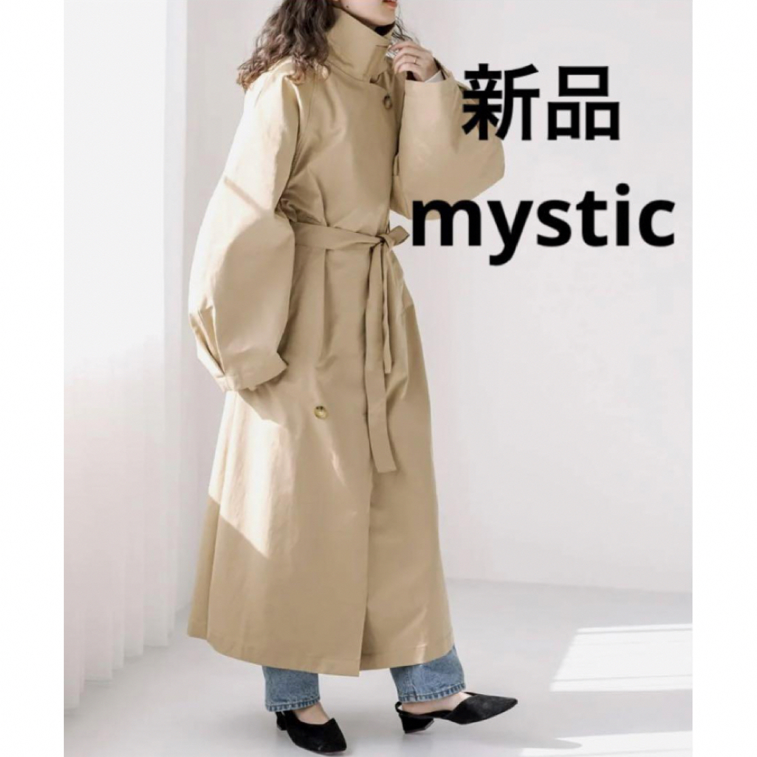 mystic(ミスティック)の新品　mystic ミスティック　スタンドカラー　トレンチ　キャメル　ベージュ レディースのジャケット/アウター(トレンチコート)の商品写真