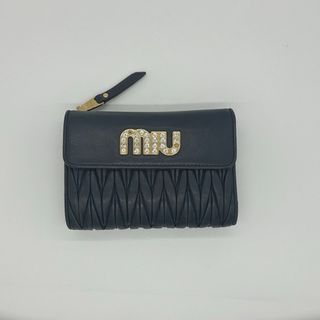 miumiu - miumiu マテラッセ 折り財布  ネイビー