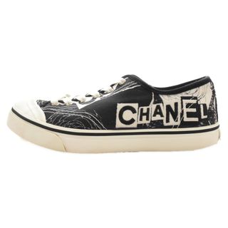 シャネル(CHANEL)のCHANEL シャネル Low Top Sneaker VG35971 ロートップスニーカー ローカット ロゴ刺繍 ココシャネル 総柄 ブラック/ホワイト(スニーカー)