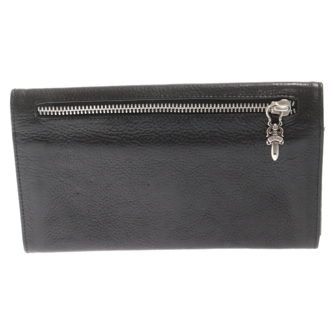 Chrome Hearts(クロムハーツ)のCHROME HEARTS クロムハーツ LONG WALLET グリーシー クロスボタンレザー ロングウォレット 長財布 ブラック メンズのファッション小物(長財布)の商品写真