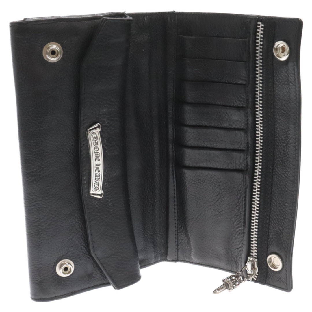 Chrome Hearts(クロムハーツ)のCHROME HEARTS クロムハーツ LONG WALLET グリーシー クロスボタンレザー ロングウォレット 長財布 ブラック メンズのファッション小物(長財布)の商品写真