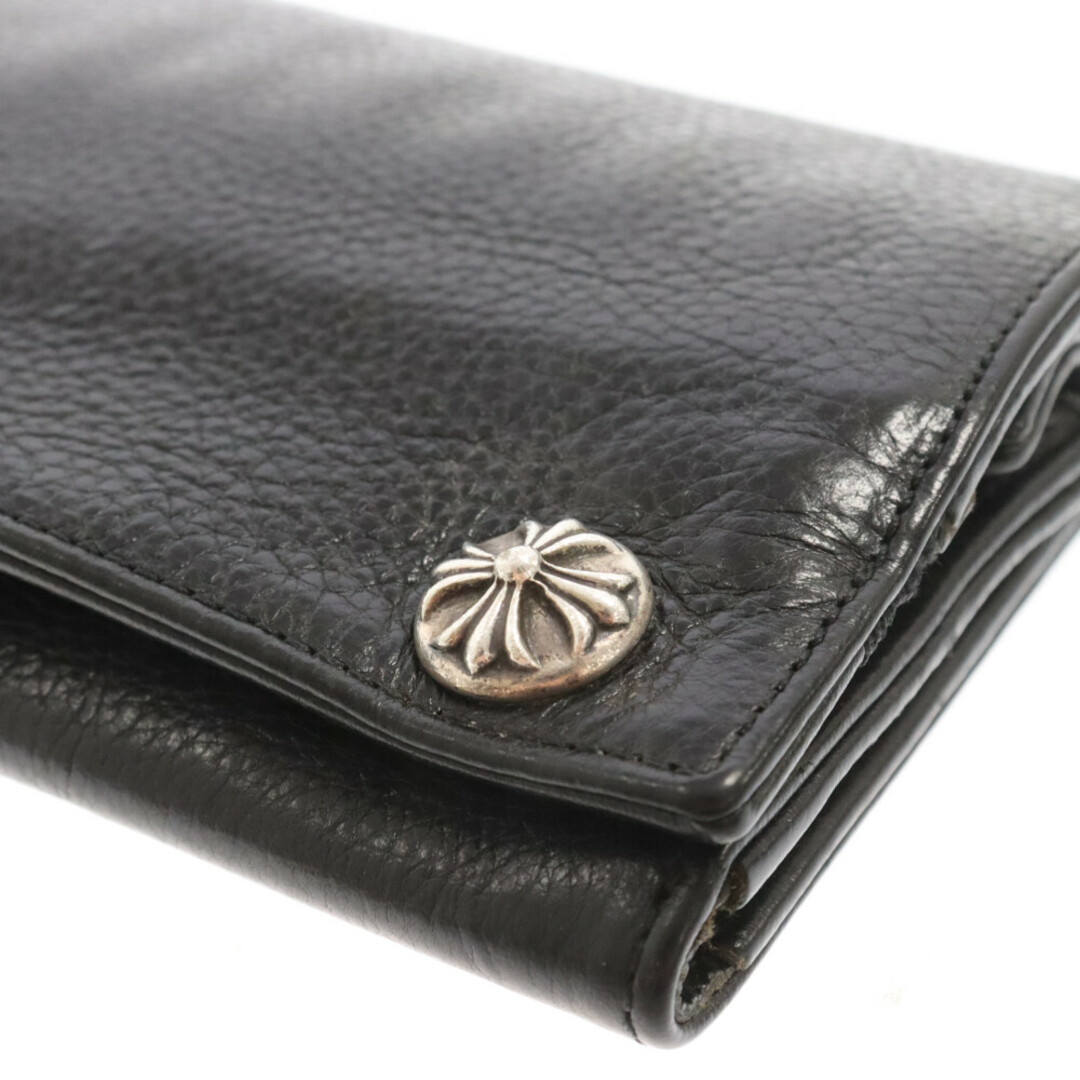 Chrome Hearts(クロムハーツ)のCHROME HEARTS クロムハーツ LONG WALLET グリーシー クロスボタンレザー ロングウォレット 長財布 ブラック メンズのファッション小物(長財布)の商品写真