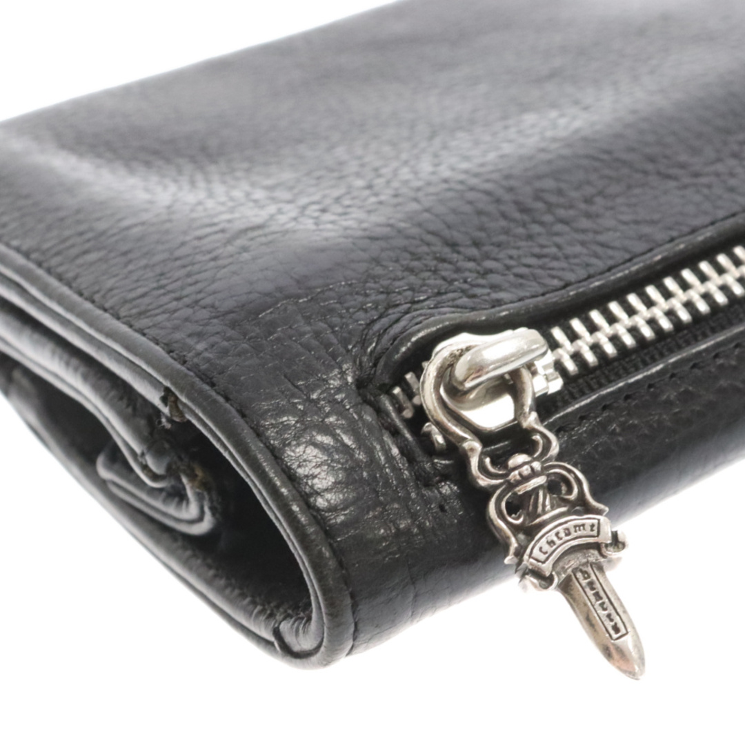 Chrome Hearts(クロムハーツ)のCHROME HEARTS クロムハーツ LONG WALLET グリーシー クロスボタンレザー ロングウォレット 長財布 ブラック メンズのファッション小物(長財布)の商品写真