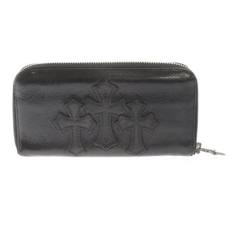 クロムハーツ(Chrome Hearts)のCHROME HEARTS クロムハーツ REC F ZIP 3セメタリー クロスパッチ ラウンドファスナーウォレット 長財布 ブラック(長財布)