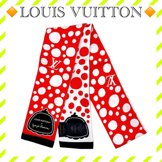 ルイヴィトン(LOUIS VUITTON)の極美品 ルイヴィトン M78294 バンドー スカーフ インフィニティドット 赤(バンダナ/スカーフ)