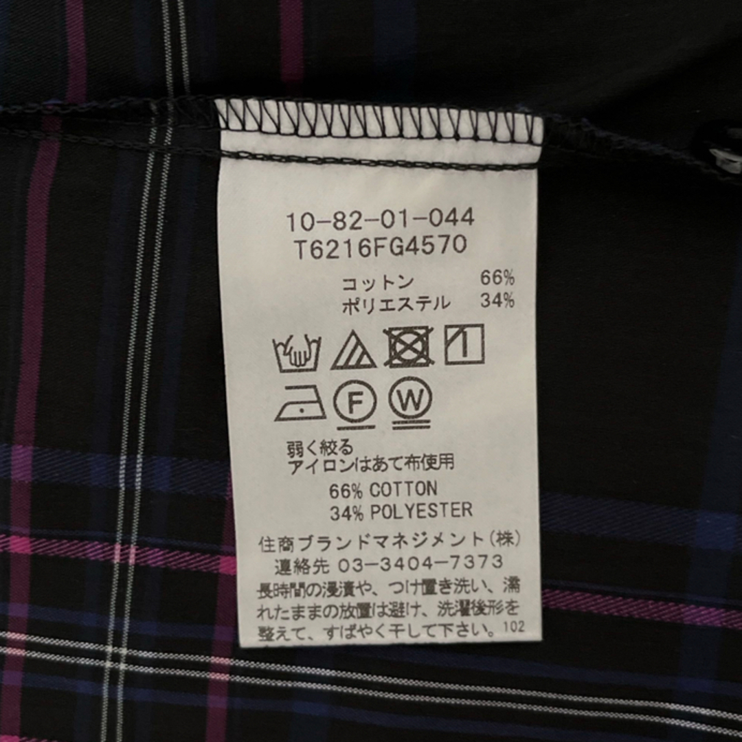 NARACAMICIE(ナラカミーチェ)の65）ナラカミーチェ　チェックブラウス未使用品　サイズ4 ブルー✖️ピンクライン レディースのトップス(シャツ/ブラウス(長袖/七分))の商品写真