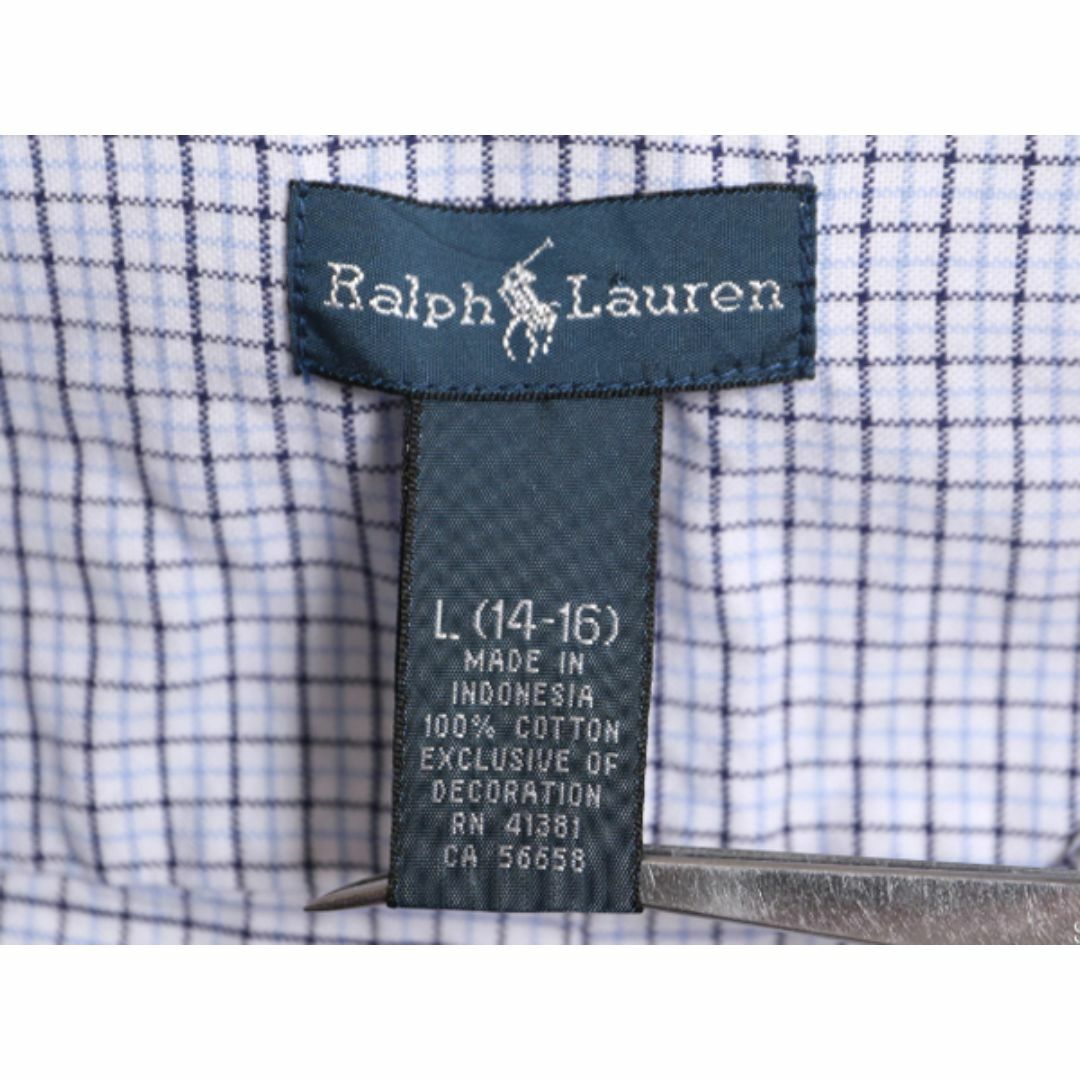 Ralph Lauren(ラルフローレン)のラルフローレン チェック 長袖 ボタンダウン シャツ ボーイズ L メンズ XS 160cm 古着 ポロ 長袖シャツ コットン BD BDシャツ ワンポイント キッズ/ベビー/マタニティのキッズ服男の子用(90cm~)(その他)の商品写真