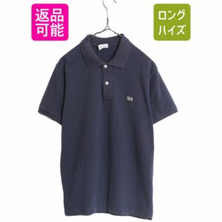 フランス 企画 ラコステ 鹿の子 半袖 ポロシャツ 5 メンズ L 程/ 古着 LACOSTE 半袖シャツ ワンポイント ワニ刺繍 ボックス シルエット 紺(ポロシャツ)