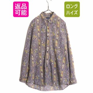 90s OLD GAP 総柄 長袖 ボタンダウン シャツ メンズ L / 古着 90年代 オールド ギャップ 旧タグ BD 長袖シャツ コットン 花柄 マルチカラー(シャツ/ブラウス(長袖/七分))