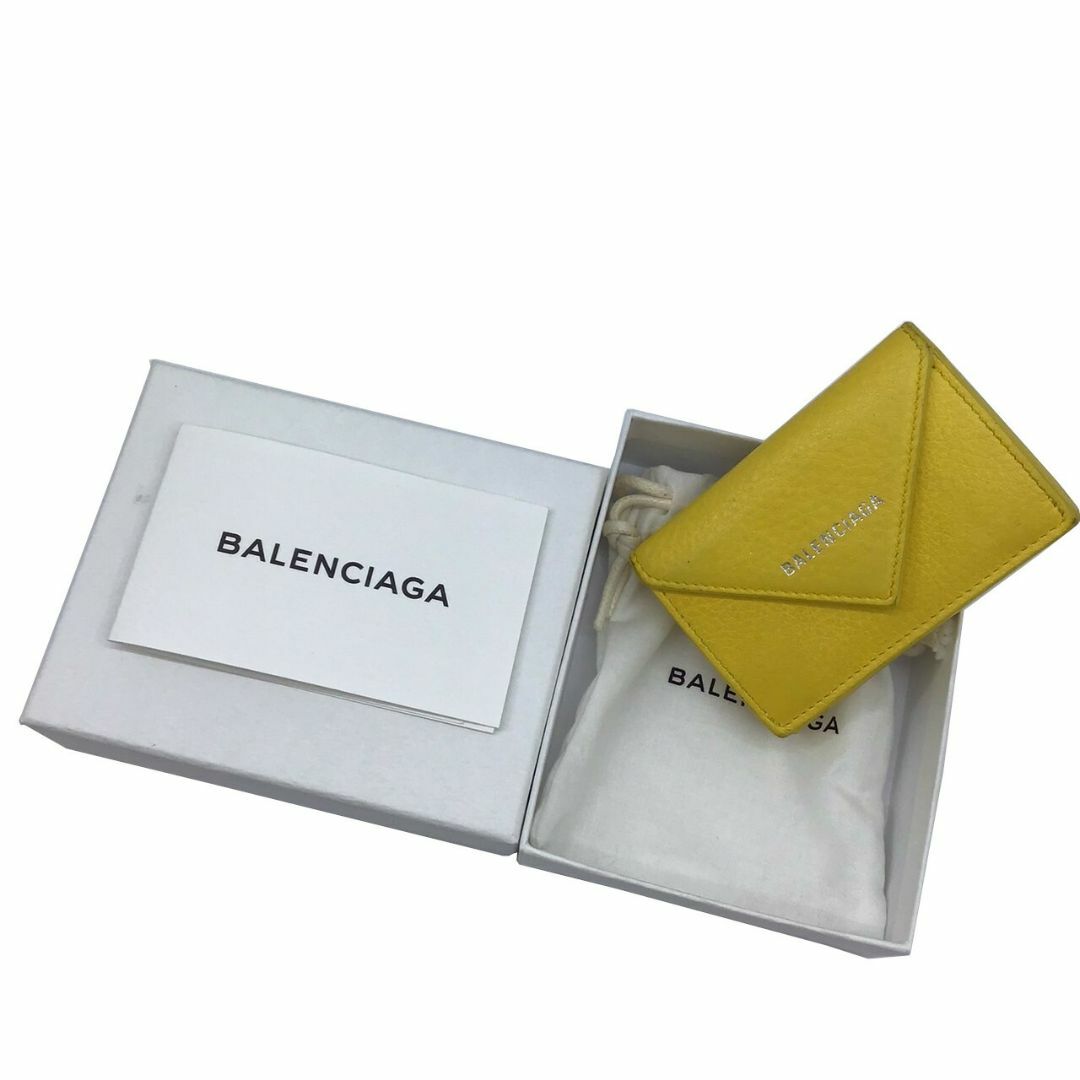 Balenciaga(バレンシアガ)のBALENCIAGA　バレンシアガ　ペーパーミニウォレット　391446　イエロー　3つ折り財布　コンパクト　ウォレット　コンパクトウォレット　黄色　レディース　メンズ　ユニセックス レディースのファッション小物(財布)の商品写真