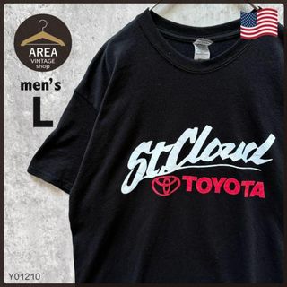 アメリカ古着GILDANギルダンUSATシャツ半袖ブラック黒 Lサイズ企画ロゴ(Tシャツ/カットソー(半袖/袖なし))