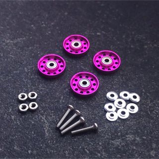 ミニ四駆 13ｍｍ 軽量 アルミベアリングローラー ピンク(模型/プラモデル)