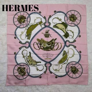 エルメス(Hermes)のHERMES カレ90 大判 SPRINGS スプリングス 馬車 ピンク シルク(バンダナ/スカーフ)