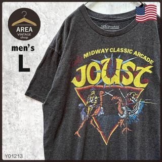 古着アメリカビッグ両面プリントTシャツキャラクター半袖メンズL濃グレーLサイズ(Tシャツ/カットソー(半袖/袖なし))