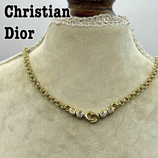 クリスチャンディオール(Christian Dior)の極美品 Christian Dior CDロゴ　ラインストーンバー　ネックレス(ネックレス)