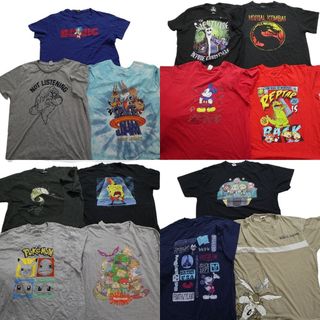 古着卸 まとめ売り キャラクター プロチーム 半袖Tシャツ 14枚セット (メンズ 2XL ) ソニック ミッキー ポケモン スポンジボブ MS6757(その他)